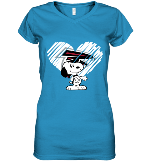 khot a happy christmas with atlanta falcons snoopy women v neck t shirt 39 front sapphire