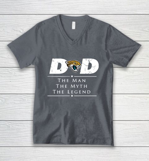 Jacksonville Jaguars NFL Football Dad The Man The Myth The Legend V-Neck T-Shirt - Image 5