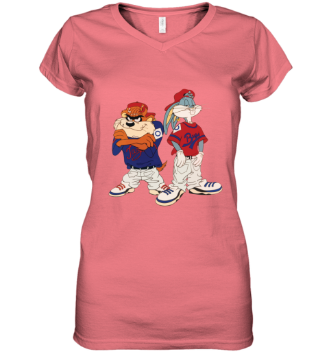 jz7j bugs and taz kriss kross tshirt women v neck t shirt 39 front coral