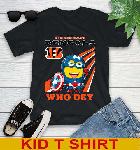 NFL Football Cincinnati Bengals Captain America Marvel Avengers Minion Shirt Youth T-Shirt
