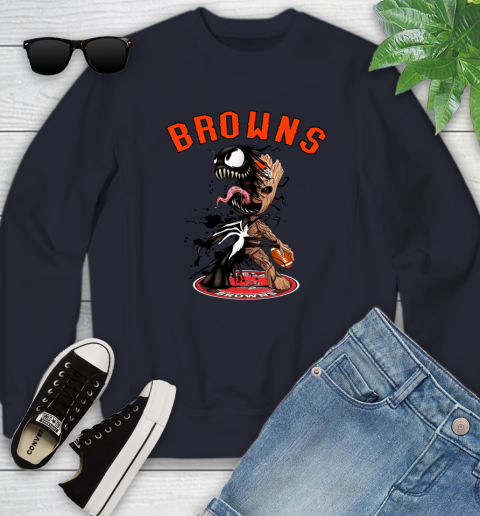 NFL Cleveland Browns Football Venom Groot Guardians Of The Galaxy Youth Sweatshirt 3