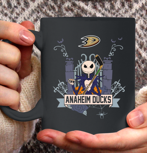NHL Anaheim Ducks Hockey Jack Skellington Halloween Ceramic Mug 11oz