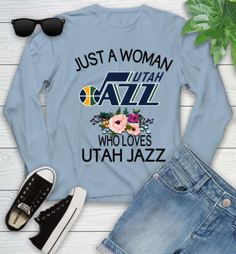 NBA Just A Woman Who Loves Utah Jazz Basketball Sports Youth Long Sleeve 6