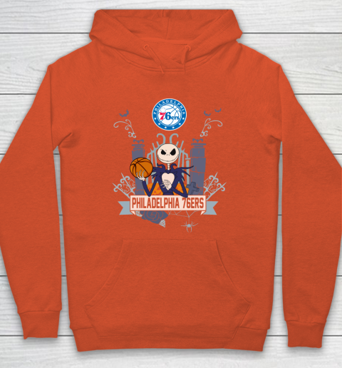 NBA Philadelphia 76ers Basketball Jack Skellington Halloween Hoodie 3
