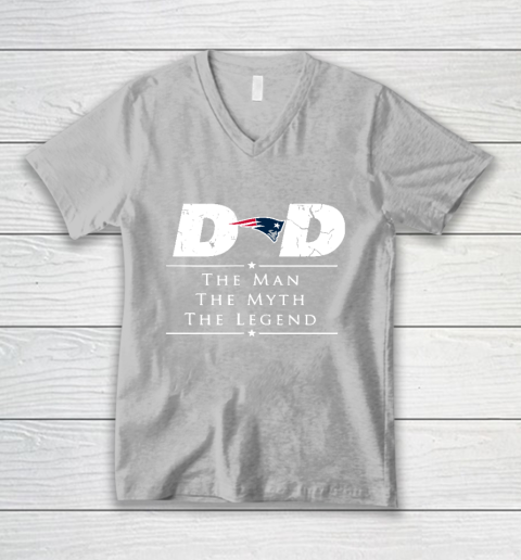 New England Patriots NFL Football Dad The Man The Myth The Legend V-Neck T-Shirt 3