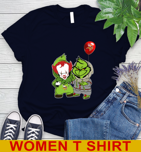 Minnesota Vikings Baby Pennywise Grinch Christmas NFL Football Women's T-Shirt 3