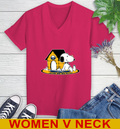 NHL Hockey Buffalo Sabres Snoopy The Peanuts Movie Shirt Women's V-Neck T-Shirt 10