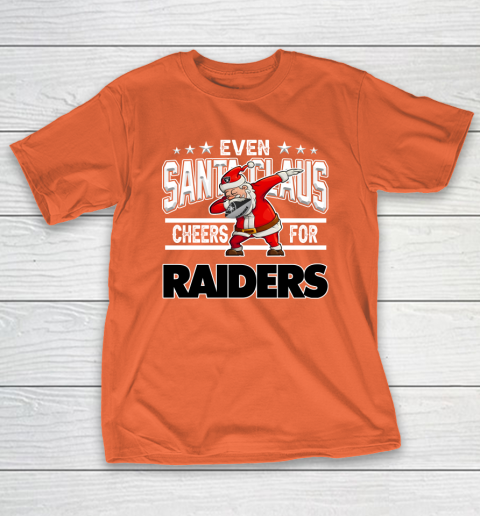 Oakland Raiders Even Santa Claus Cheers For Christmas NFL T-Shirt 4