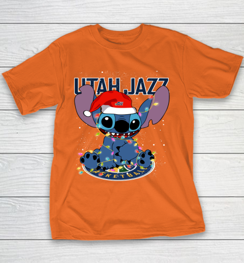 Utah Jazz NBA noel stitch Basketball Christmas Youth T-Shirt 3