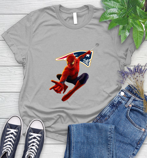 NFL Spider Man Avengers Endgame Football New England Patriots Women's T-Shirt 5
