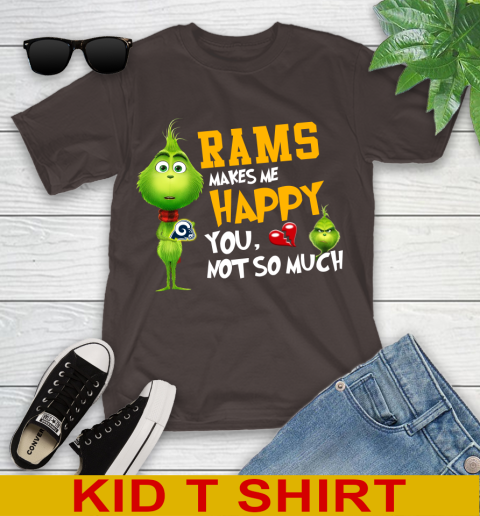 NFL Los Angeles Rams Makes Me Happy You Not So Much Grinch Football Sports Youth T-Shirt 6