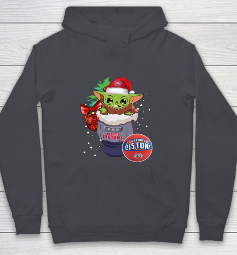 Detroit Pistons Christmas Baby Yoda Star Wars Funny Happy NBA Youth Hoodie 7