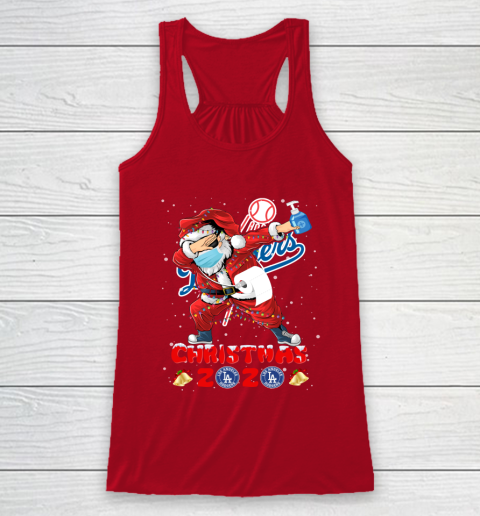 Los Angeles Dodgers Funny Santa Claus Dabbing Christmas 2020 MLB Racerback Tank 4