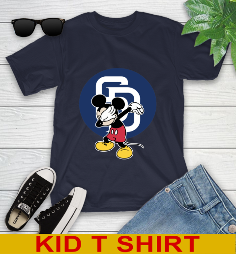 San Diego Padres MLB Baseball Dabbing Mickey Disney Sports Youth T-Shirt 3