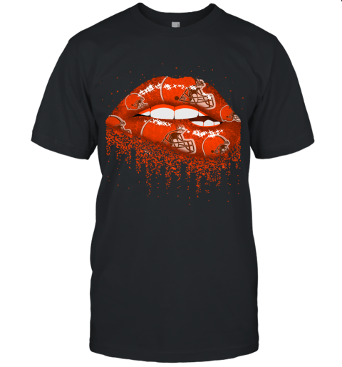 Biting Glossy Lips Sexy Cleveland Browns NFL Football Unisex Jersey Tee
