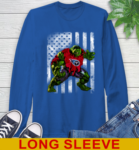 Tennessee Titans Hulk Marvel Avengers NFL Football American Flag Long Sleeve T-Shirt 11
