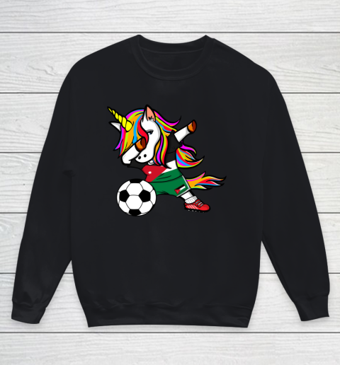 Dabbing Unicorn Jordan Football Jordanian Flag Soccer Youth Sweatshirt