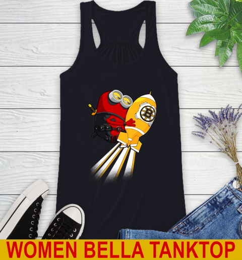 NHL Hockey Boston Bruins Deadpool Minion Marvel Shirt Racerback Tank 8