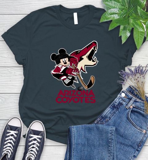 NHL Arizona Coyotes Mickey Mouse Disney Hockey T Shirt Women's T-Shirt 8