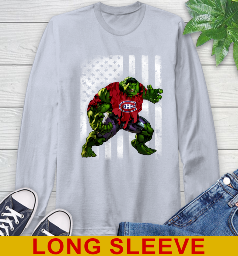 Montreal Canadiens Hulk Marvel Avengers NHL Hockey American Flag Long Sleeve T-Shirt 7 Montreal Canadiens Hulk Marvel Avengers NHL Hockey American Flag Long Sleeve T-Shirt - Image 7