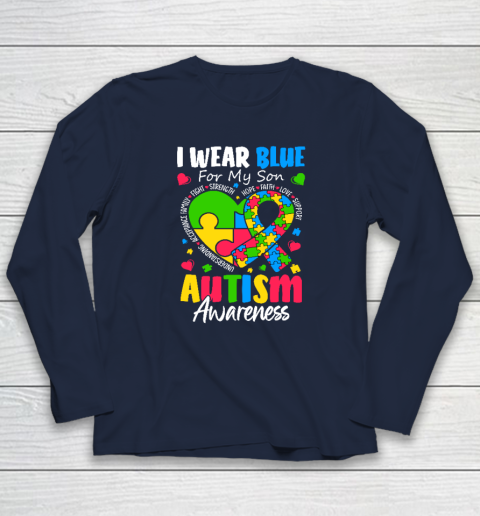 I Wear Blue For My Son Autism Awareness Long Sleeve T-Shirt 2