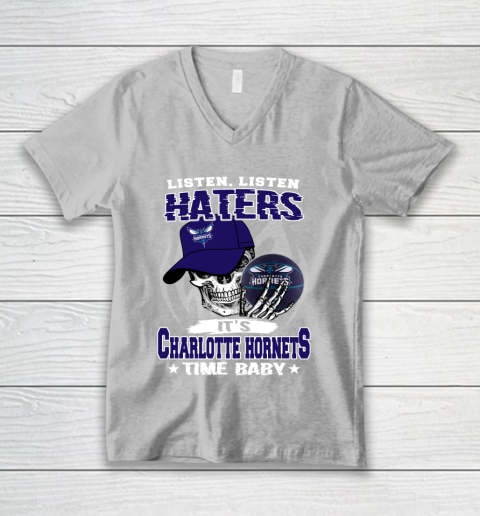 Listen Haters It is HORNETS Time Baby NBA V-Neck T-Shirt 3