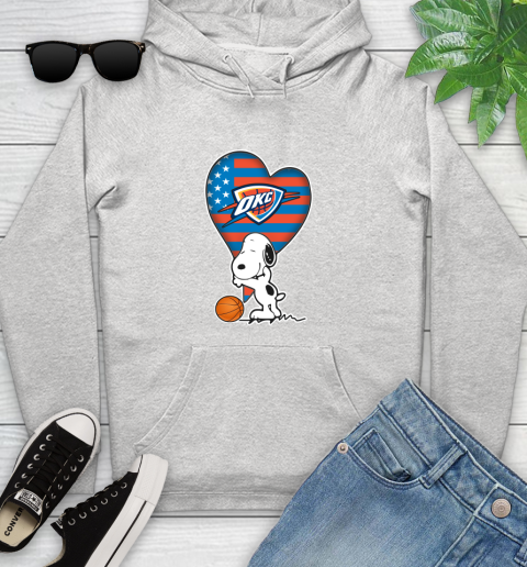 Oklahoma City Thunder NBA Basketball The Peanuts Movie Adorable Snoopy Youth Hoodie