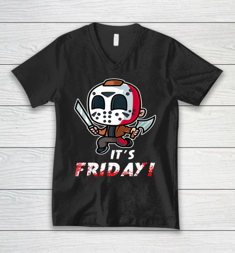 It's Friday 13th Halloween Horror Movies Humor Costume V-Neck T-Shirt