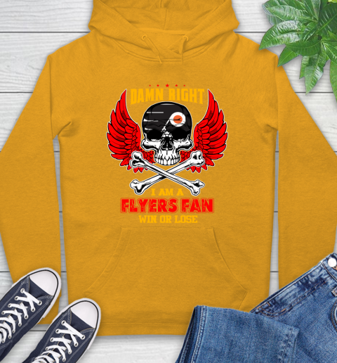 NHL Damn Right I Am A Philadelphia Flyers Win Or Lose Skull Hockey Sports Hoodie 2