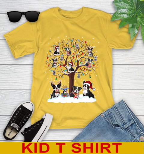 Boston terrier dog pet lover light christmas tree shirt 105