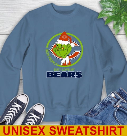 Chicago Bears NFL Christmas Grinch I Hate People But I Love My Favorite Football Team Sweatshirt 8