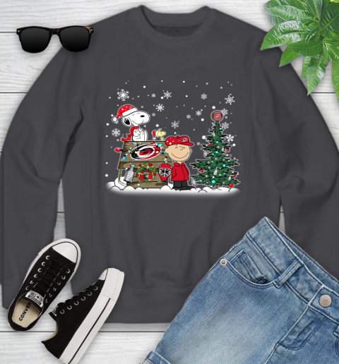 NHL Carolina Hurricanes Snoopy Charlie Brown Woodstock Christmas Stanley Cup Hockey Youth Sweatshirt 5