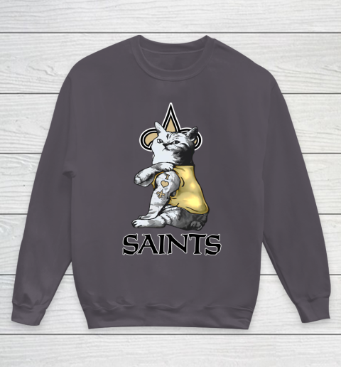 NFL Football My Cat Loves New Orleans Saints Youth Sweatshirt 5