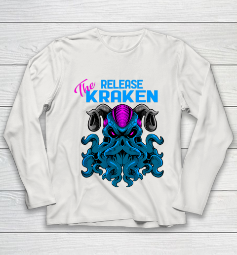 Kraken Sea Monster Vintage Release the Kraken Giant Kraken Youth Long Sleeve 8
