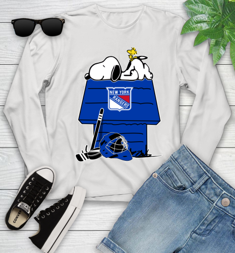 New York Rangers NHL Hockey Snoopy Woodstock The Peanuts Movie Youth Long Sleeve