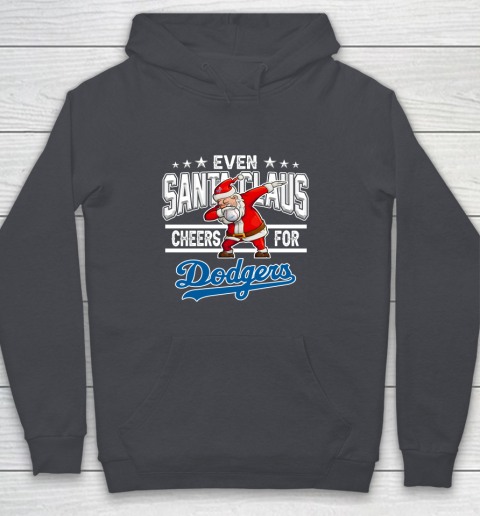Los Angeles Dodgers Even Santa Claus Cheers For Christmas MLB Youth Hoodie 5