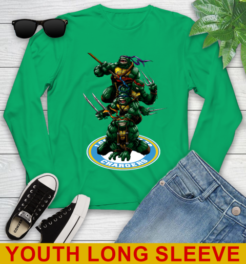 NFL Football Los Angeles Chargers Teenage Mutant Ninja Turtles Shirt Youth Long Sleeve 7