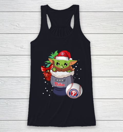 Philadelphia Phillies Christmas Baby Yoda Star Wars Funny Happy MLB Racerback Tank 8