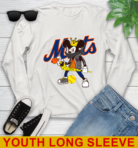 New York Mets MLB Baseball Mickey Peace Sign Sports Youth Long Sleeve 12
