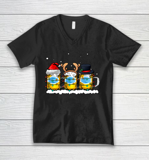 Beer Facemask Christmas Holiday Season Halloween Gift V-Neck T-Shirt