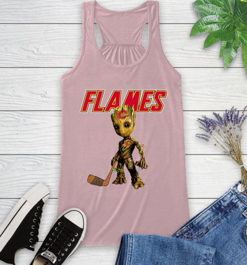 Calgary Flames NHL Hockey Groot Marvel Guardians Of The Galaxy Racerback Tank 11