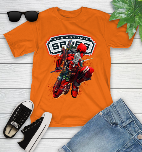 NBA Deadpool Marvel Comics Sports Basketball San Antonio Spurs Youth T-Shirt 7