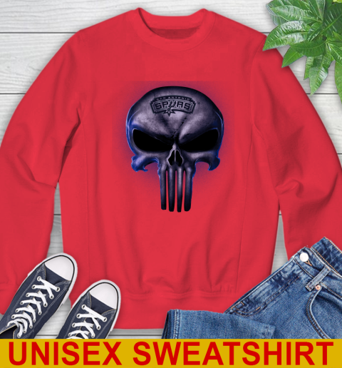 San Antonio Spurs NBA Basketball Punisher Skull Sports Sweatshirt - Image 13