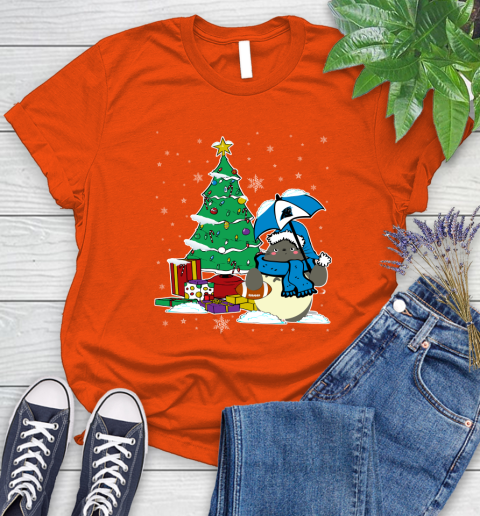 Carolina Panthers NFL Football Cute Tonari No Totoro Christmas Sports Women's T-Shirt 3