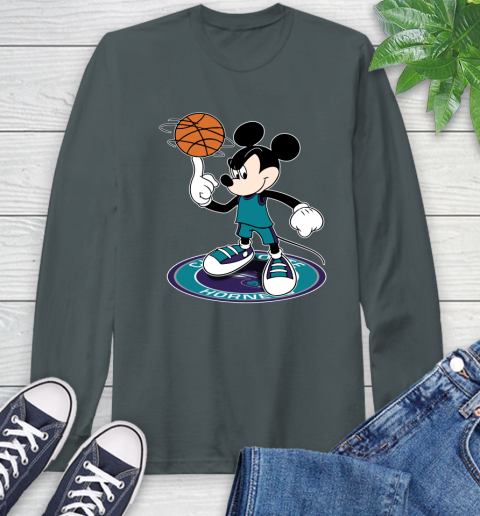 NBA Basketball Charlotte Hornets Cheerful Mickey Disney Shirt Long Sleeve T-Shirt 8 NBA Basketball Charlotte Hornets Cheerful Mickey Disney Shirt Long Sleeve T-Shirt - Image 8