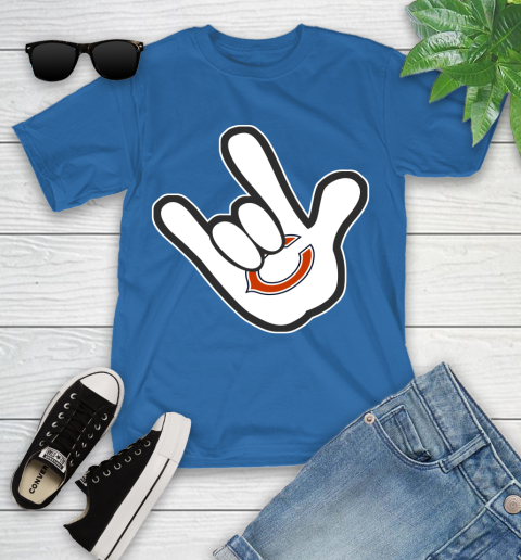 Chicago Bears NFL Football Mickey Rock Hand Disney Youth T-Shirt 9