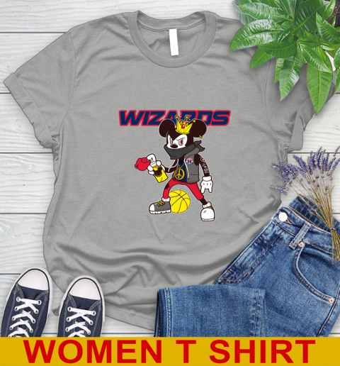 Washington Wizards NBA Basketball Mickey Peace Sign Sports Women's T-Shirt 11