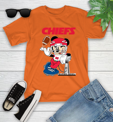 NFL Kansas city chiefs Mickey Mouse Disney Super Bowl Football T Shirt Youth T-Shirt 7