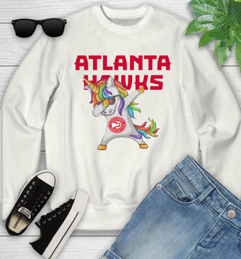 Atlanta Hawks NBA Basketball Funny Unicorn Dabbing Sports Youth Sweatshirt