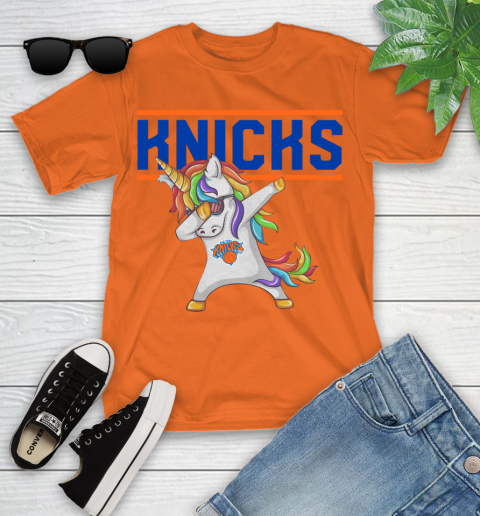 New York Knicks NBA Basketball Funny Unicorn Dabbing Sports Youth T-Shirt 7